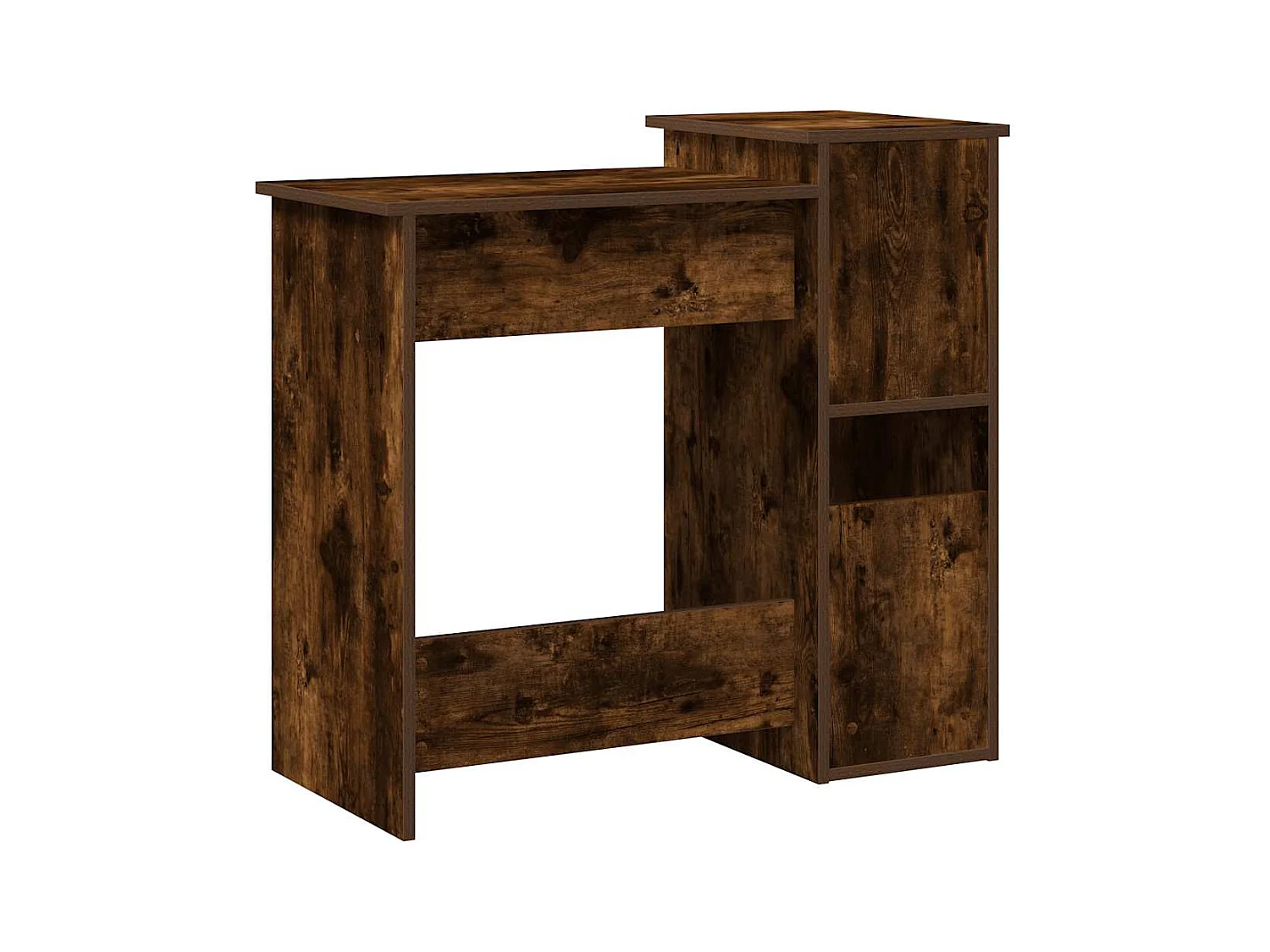 Bureau avec étagères chêne fumé 84x40x78 cm bois d'ingénierie