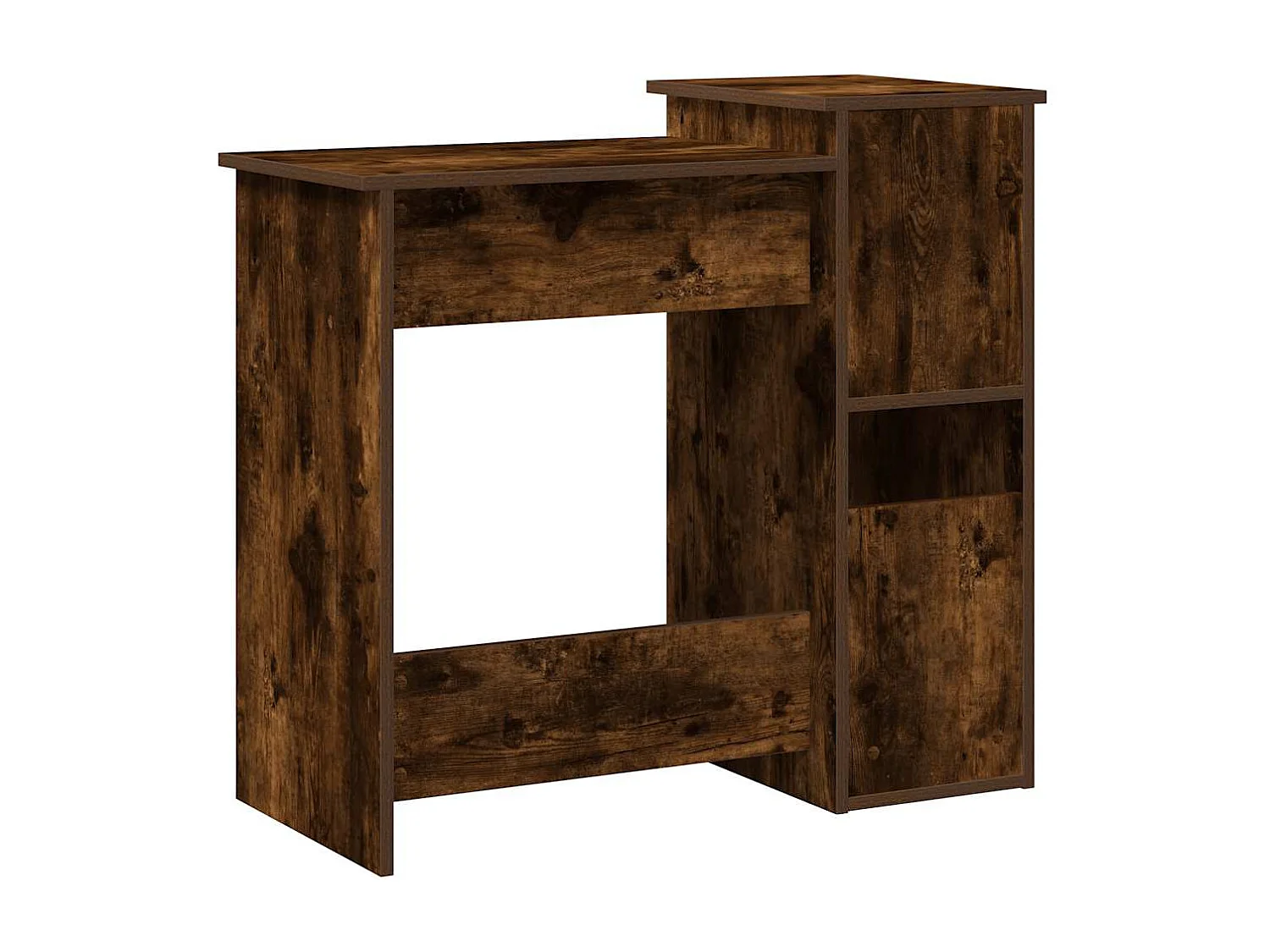 Bureau avec étagères chêne fumé 84x40x78 cm bois d'ingénierie