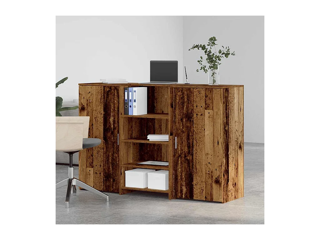 Bureau de réception vieux bois 155x50x103,5cm bois d'ingénierie