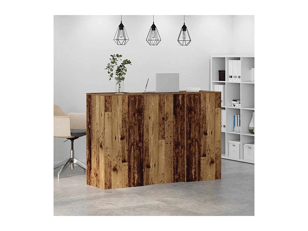 Bureau de réception vieux bois 155x50x103,5cm bois d'ingénierie