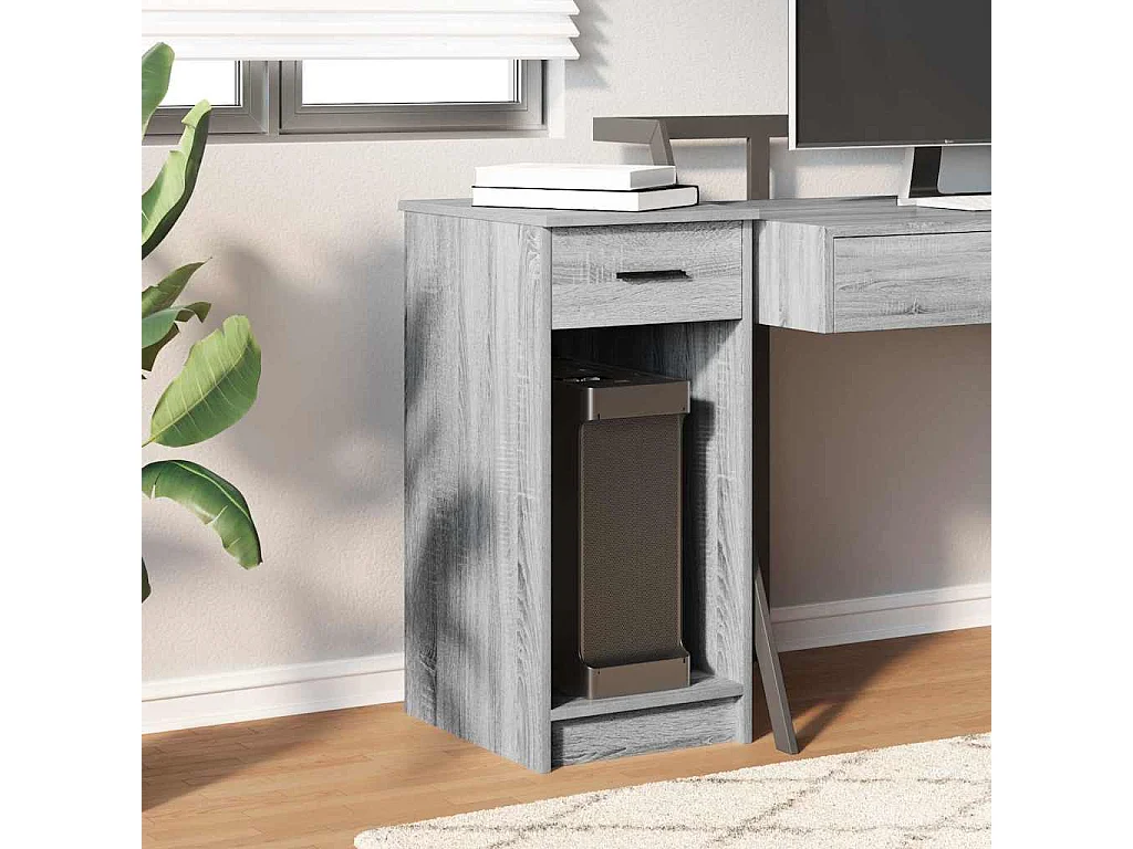 Support de tour d'ordinateur et tiroir sonoma gris 35x45x77 cm