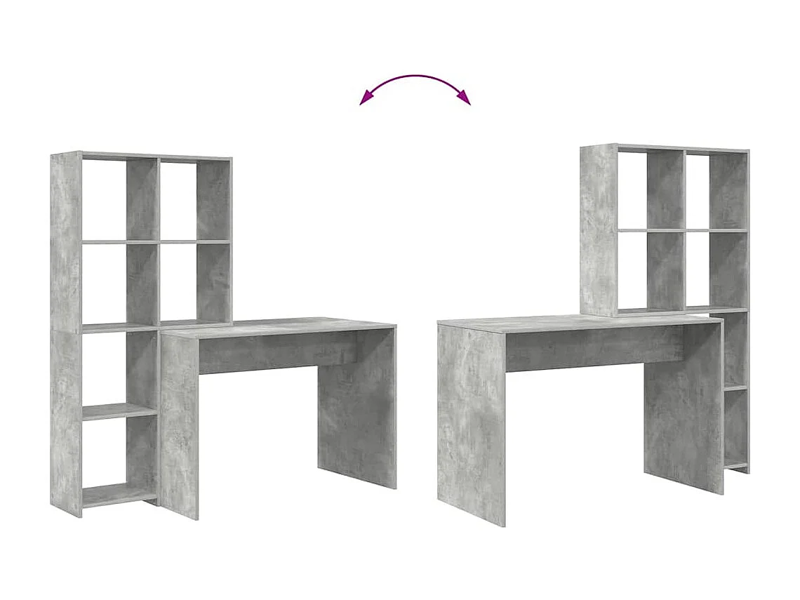 Bureau Gris béton 138.5 x 55 x 143 cm Bois d'ingénierie