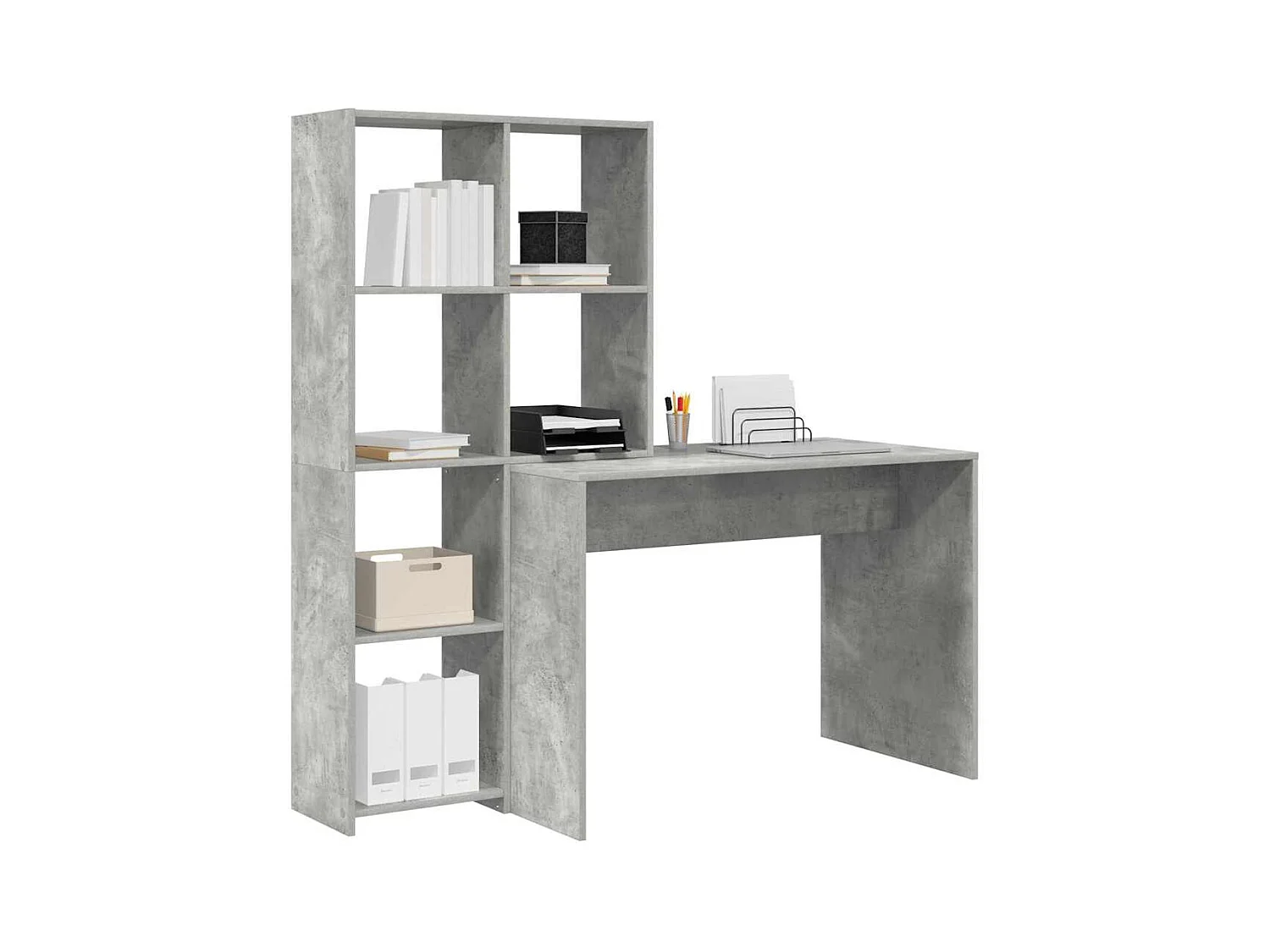 Bureau Gris béton 138.5 x 55 x 143 cm Bois d'ingénierie