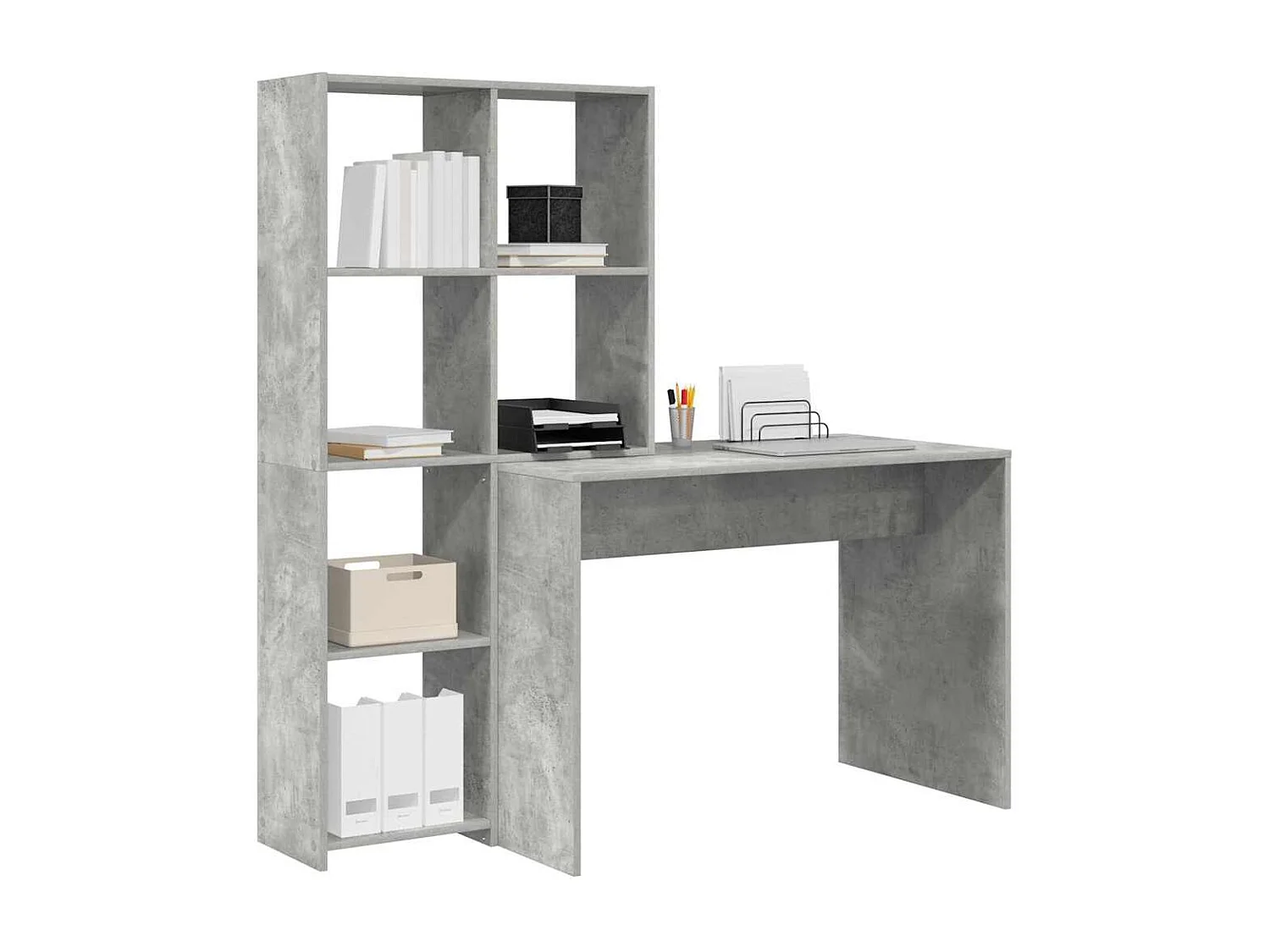 Bureau Gris béton 138.5 x 55 x 143 cm Bois d'ingénierie