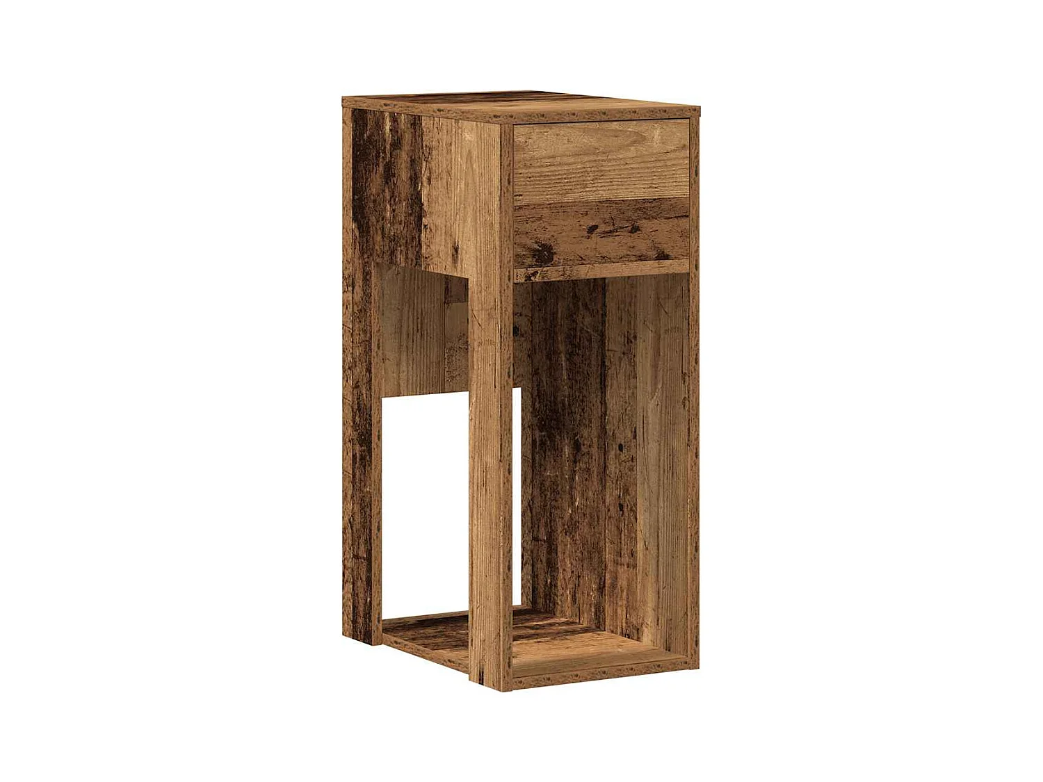 Support de tour d'ordinateur avec tiroir vieux bois 30x44x74 cm