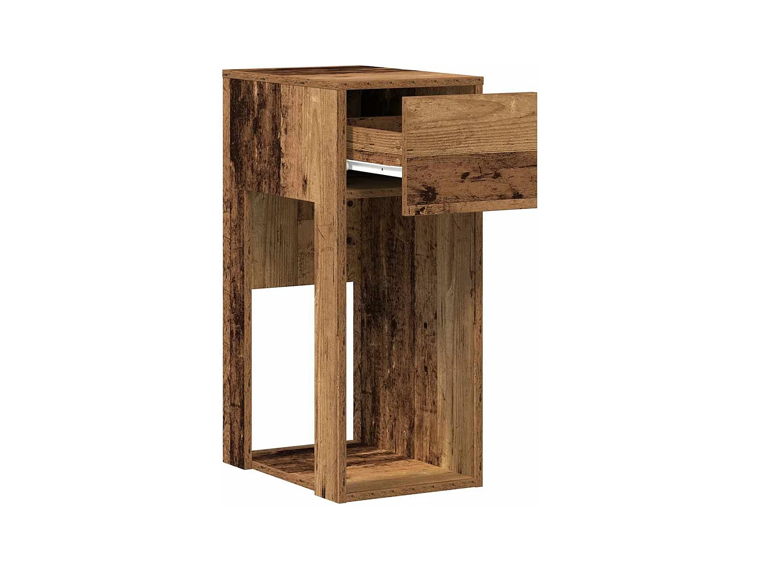 Support de tour d'ordinateur avec tiroir vieux bois 30x44x74 cm