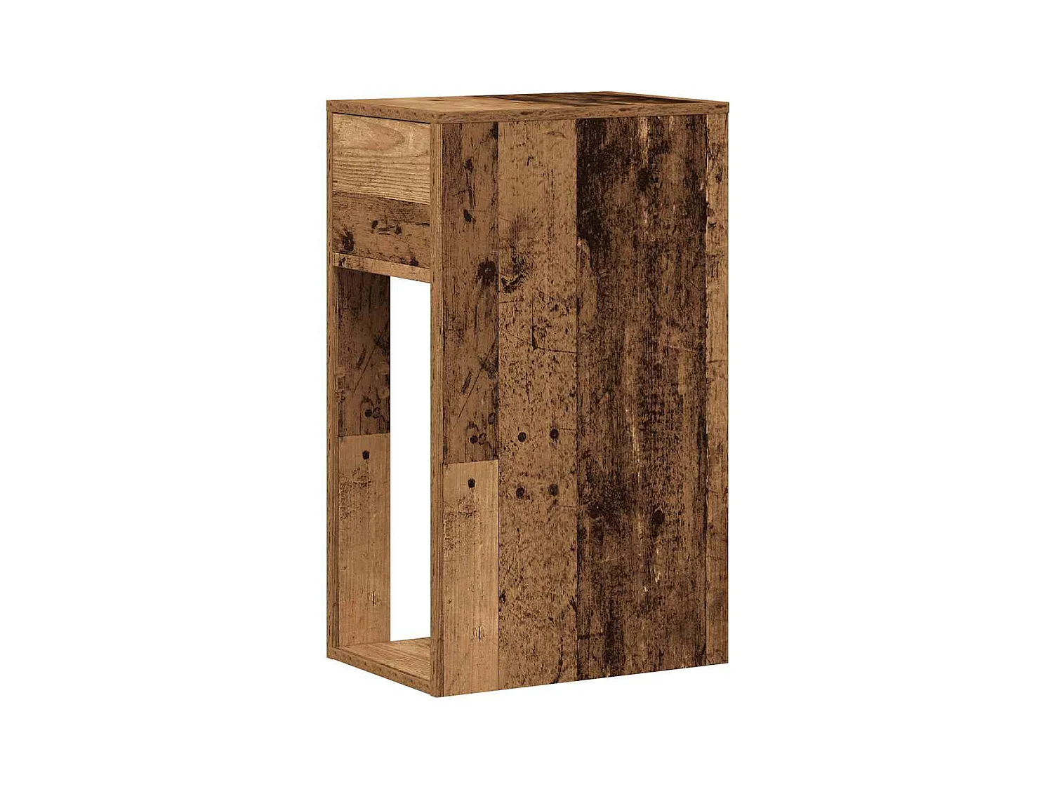 Support de tour d'ordinateur avec tiroir vieux bois 30x44x74 cm