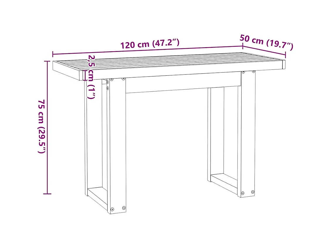 Bureau NOAIN pieds en forme de U 120x50x75 cm bois massif pin
