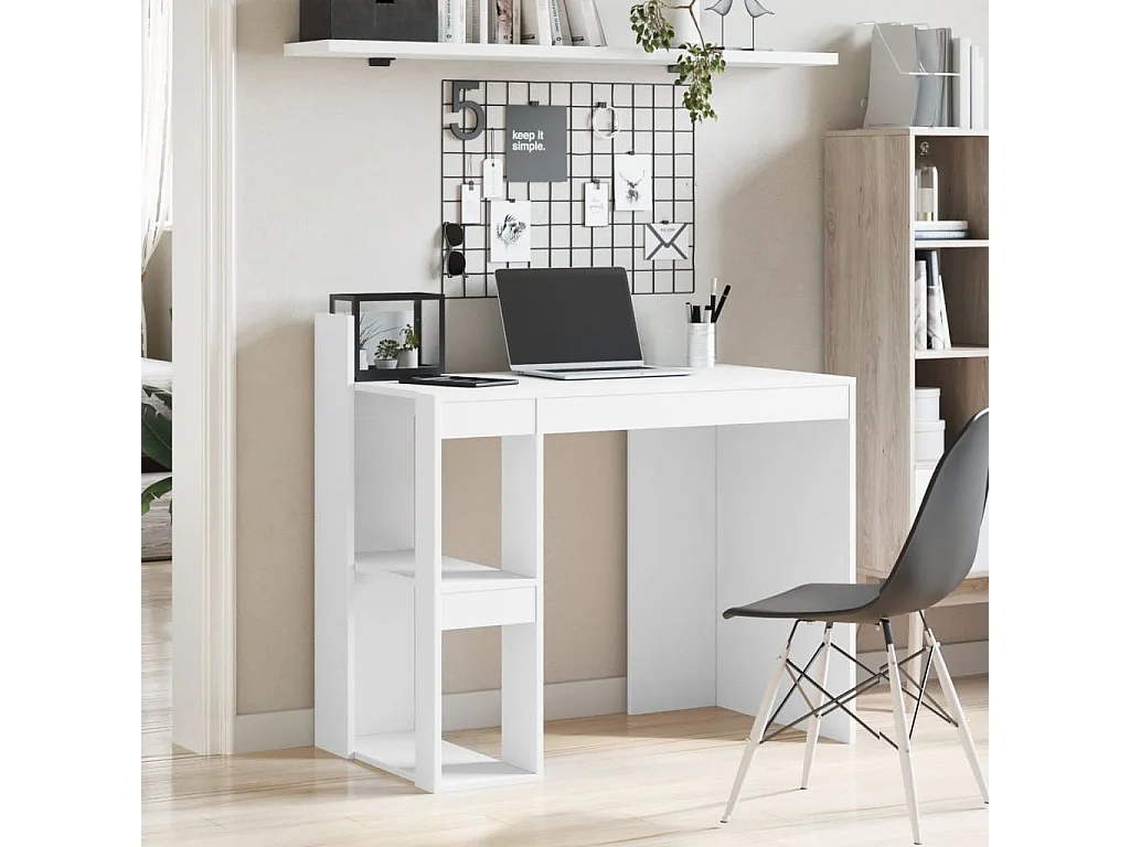 Bureau blanc 103,5x56,5x94 cm bois d'ingénierie