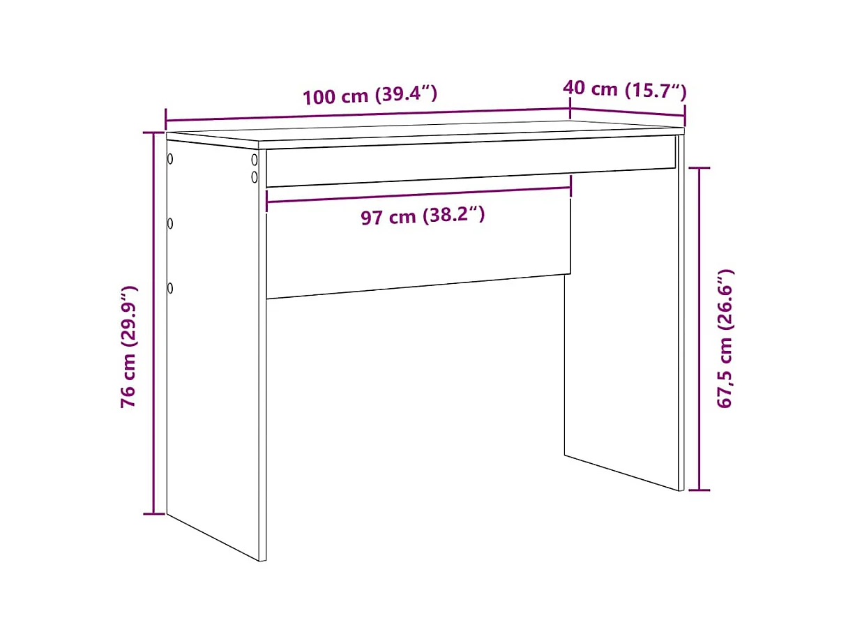 Bureau Gris béton 100 x 40 x 76 cm Bois d'ingénierie