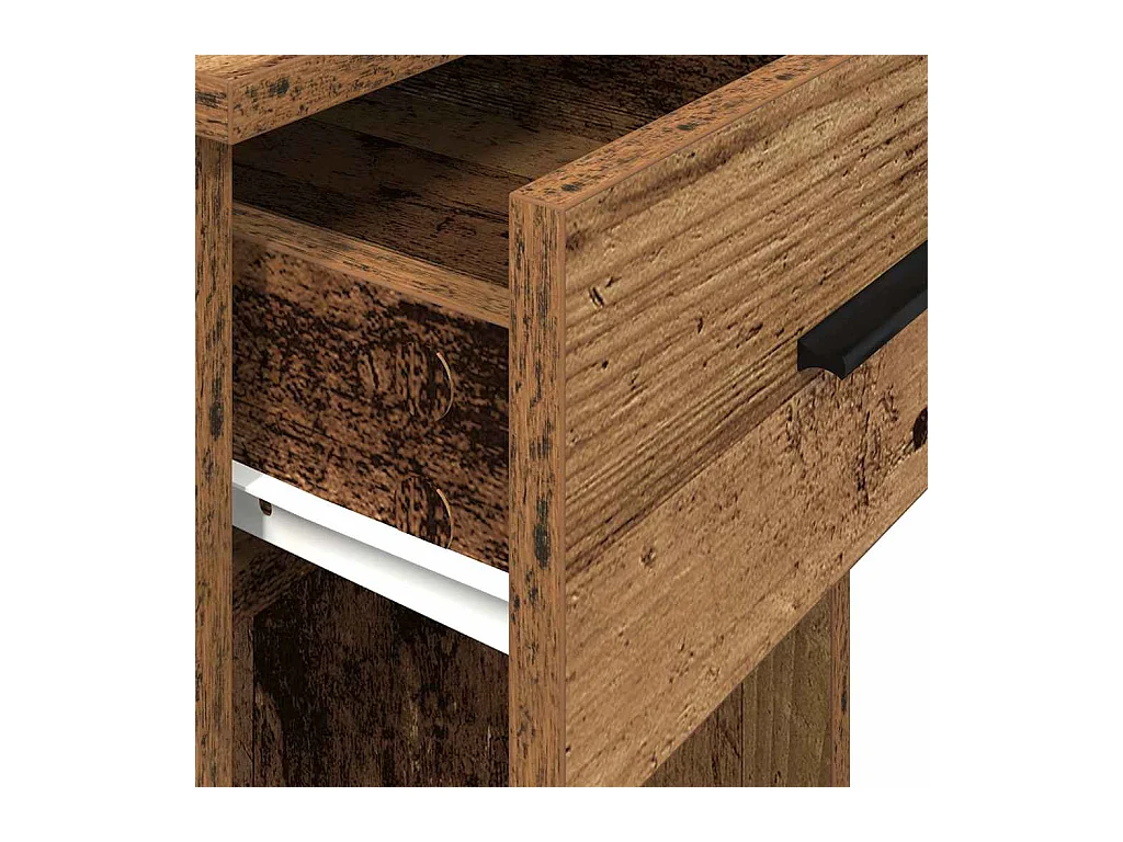 Support de tour d'ordinateur avec tiroir vieux bois 35x45x77 cm