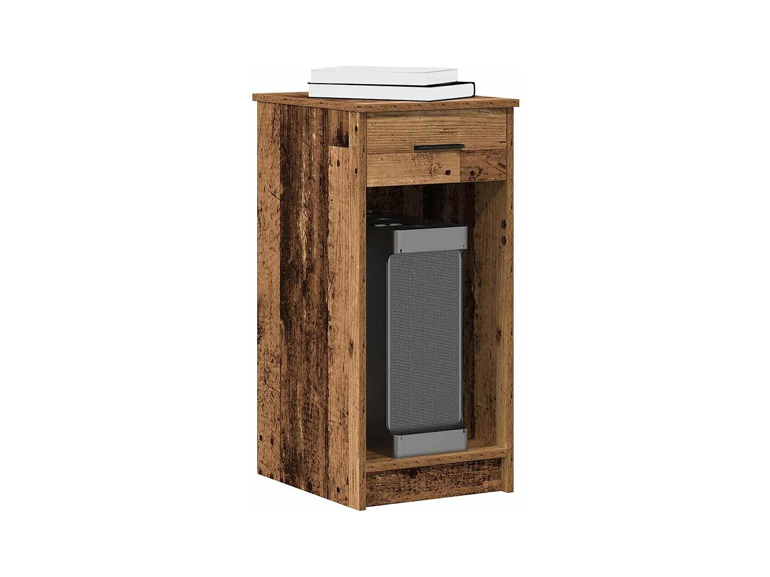 Torre de ordenador con cajón madera vieja 35x45x77 cm