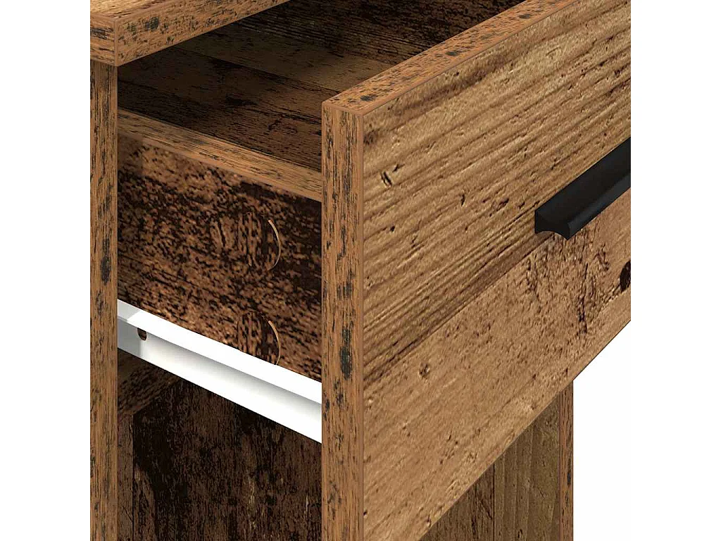 Support de tour d'ordinateur avec tiroir vieux bois 35x45x77 cm