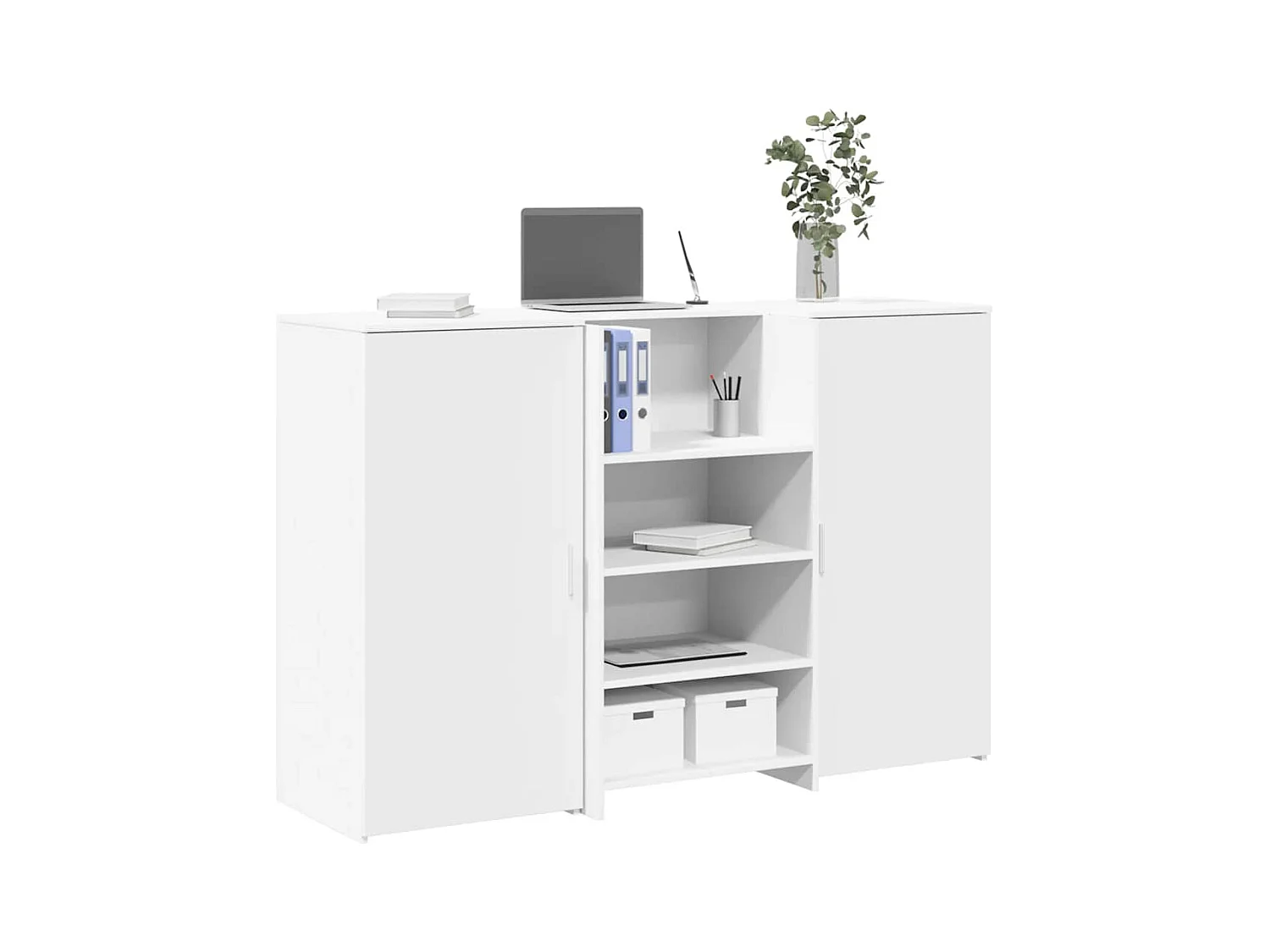 Bureau de réception blanc 155x50x103,5 cm bois d'ingénierie