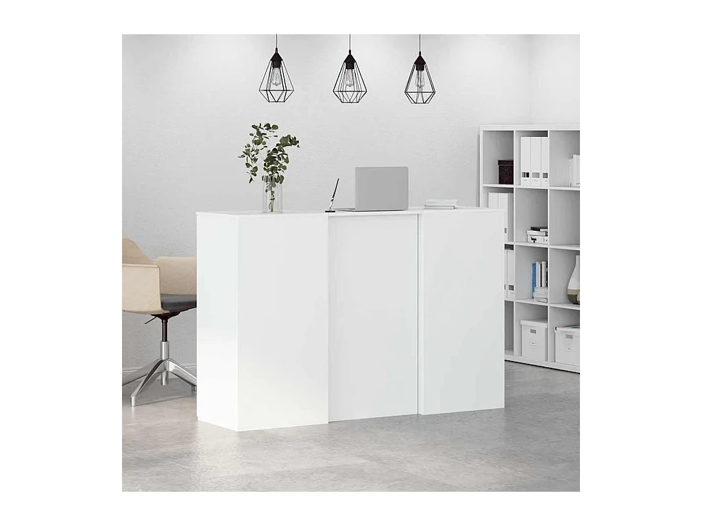 Bureau de réception blanc 155x50x103,5 cm bois d'ingénierie
