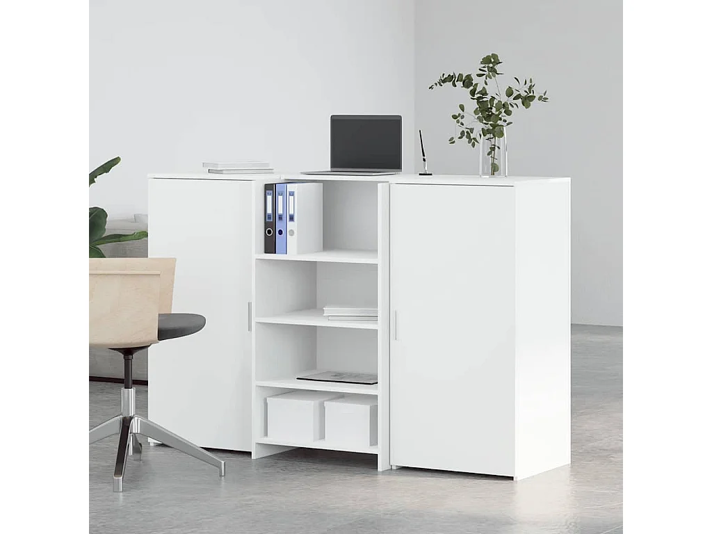 Bureau de réception blanc 155x50x103,5 cm bois d'ingénierie