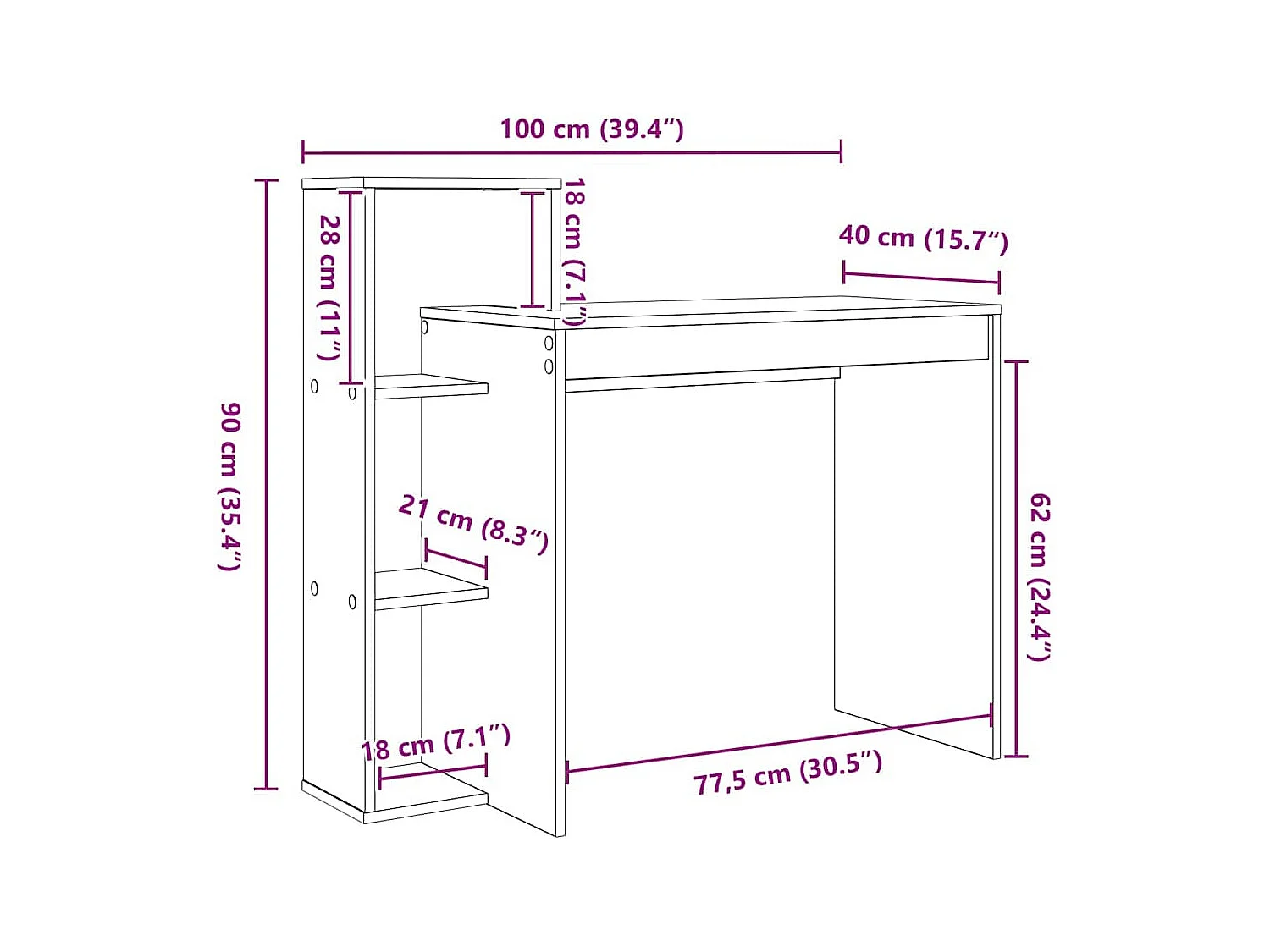 Bureau Chêne sonoma 100 x 40 x 90 cm Bois d'ingénierie