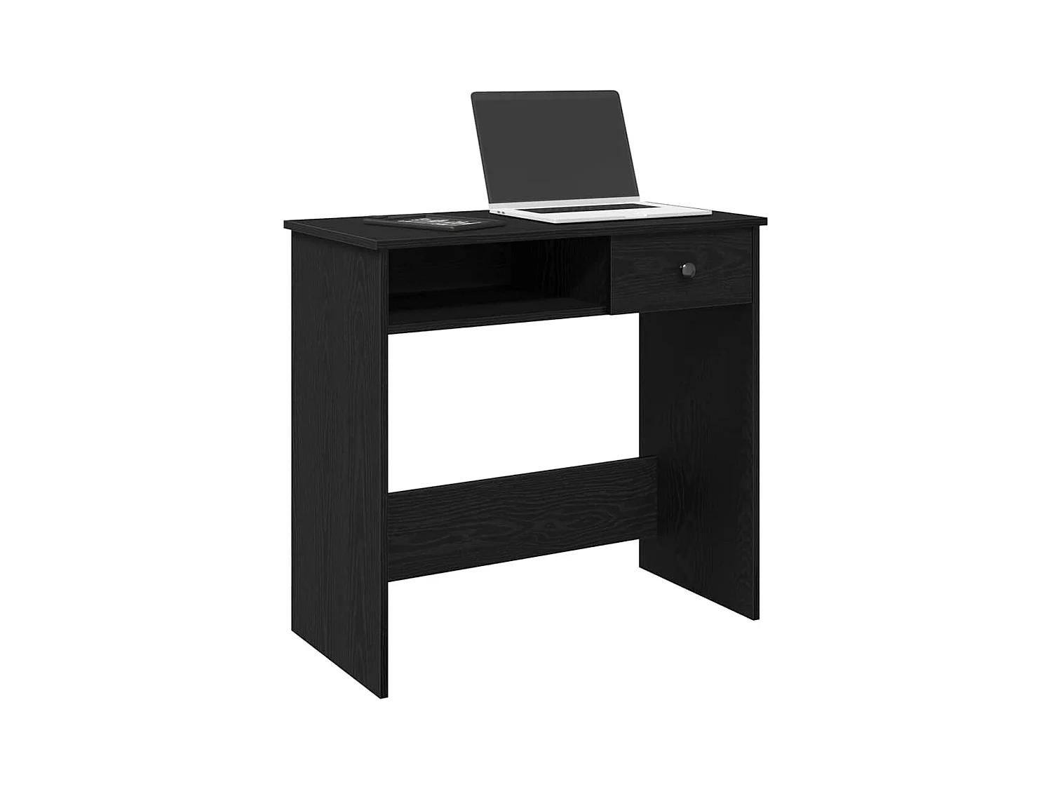 Escritorio de madera contrachapada negro 80x40x75 cm