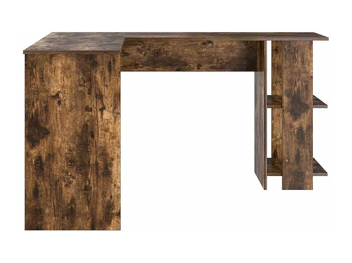 Escritorio Esquinero con Almacenamiento Roble ahumado