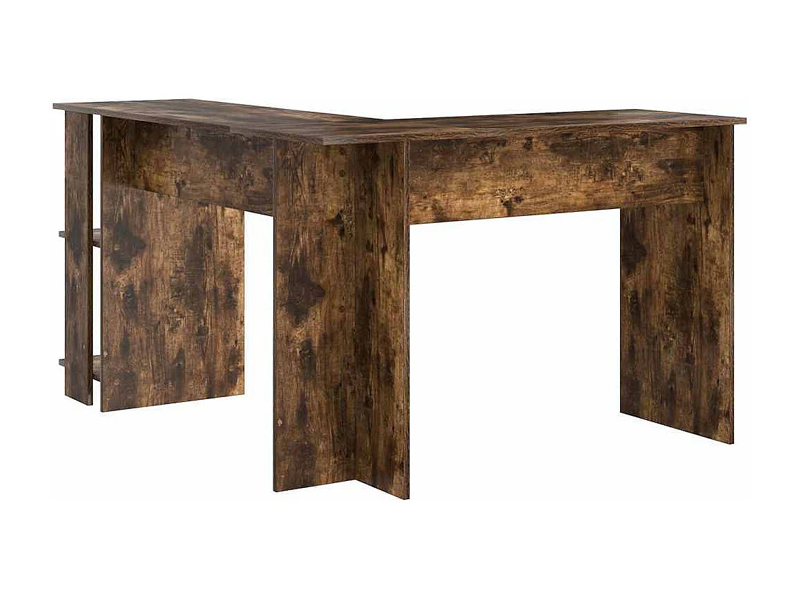 Bureau d'angle avec rangement Chêne fumé 140 x 113.5 x 75 cm