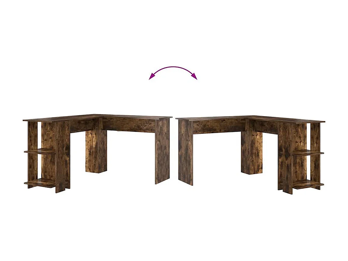 Bureau d'angle avec rangement Chêne fumé 140 x 113.5 x 75 cm