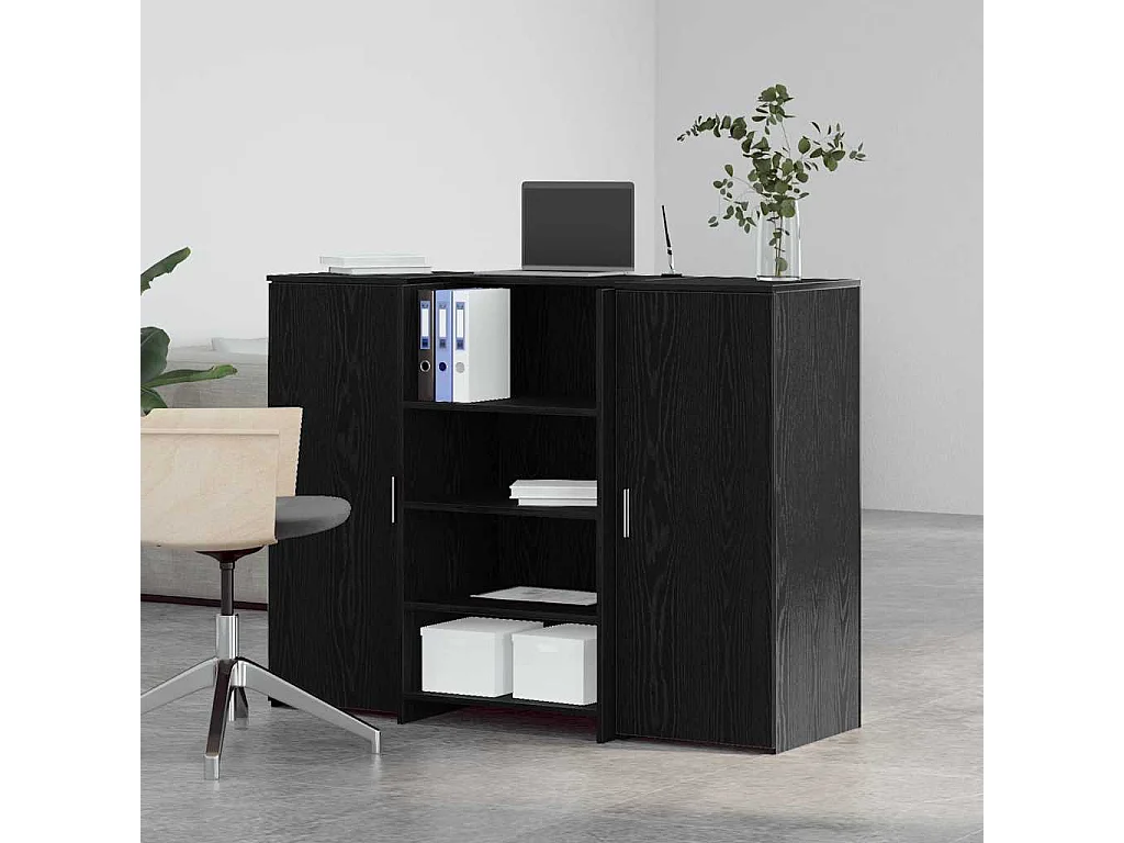 Bureau de réception chêne noir 135x50x103,5cm bois d'ingénierie