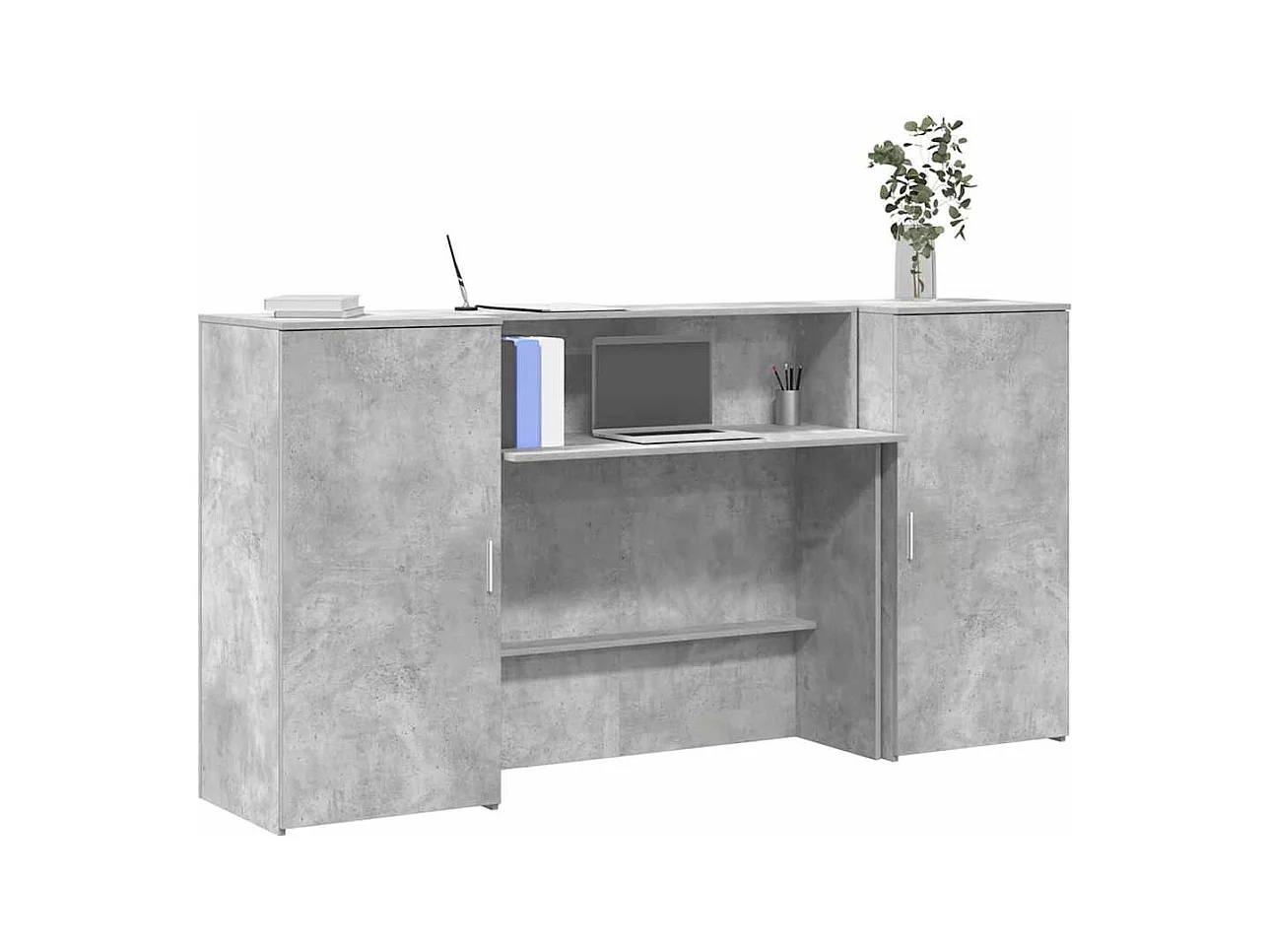 Bureau de réception gris béton 200x50x103,5cm bois d'ingénierie