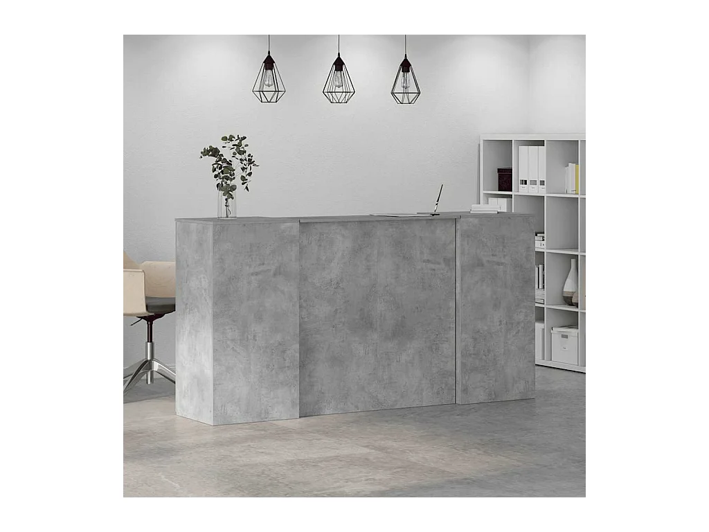 Bureau de réception gris béton 200x50x103,5cm bois d'ingénierie