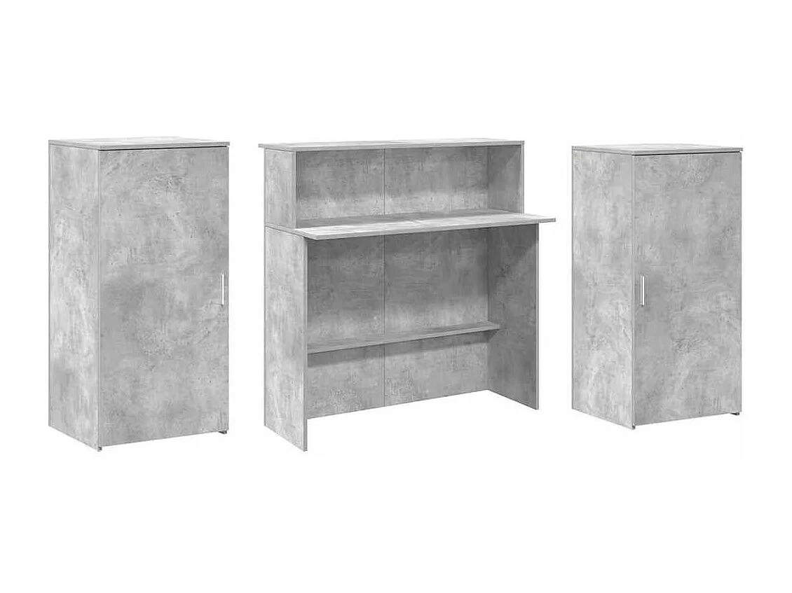 Bureau de réception gris béton 200x50x103,5cm bois d'ingénierie