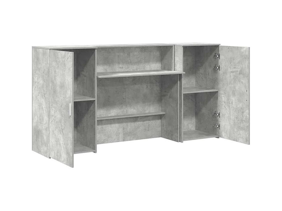 Bureau de réception gris béton 200x50x103,5cm bois d'ingénierie