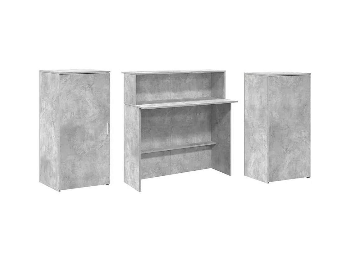 Bureau de réception gris béton 200x50x103,5cm bois d'ingénierie