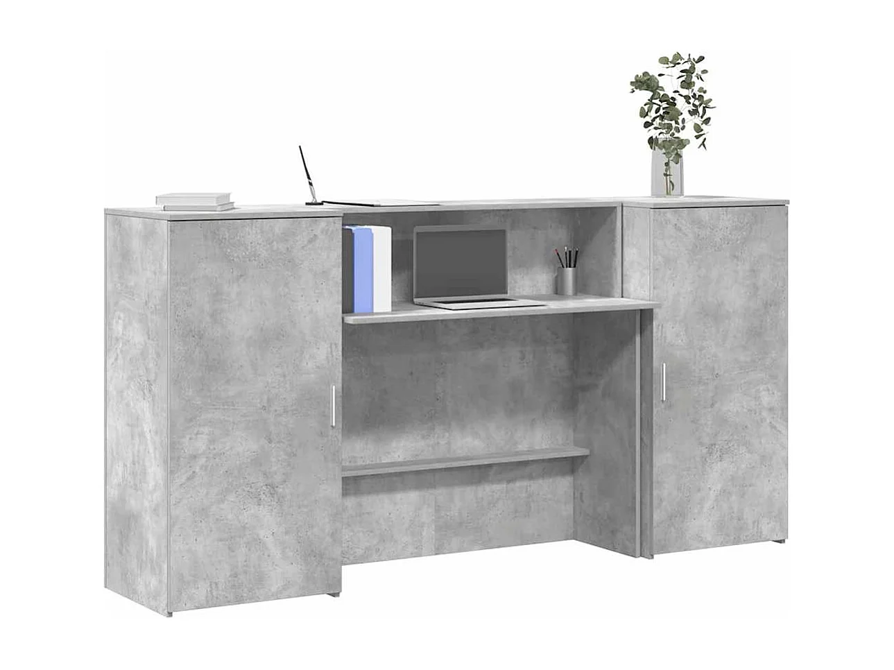 Bureau de réception gris béton 200x50x103,5cm bois d'ingénierie