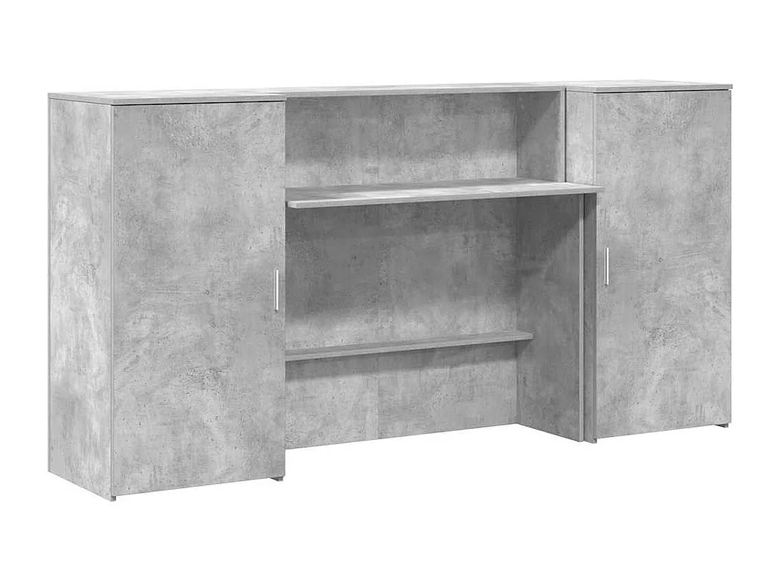 Bureau de réception gris béton 200x50x103,5cm bois d'ingénierie
