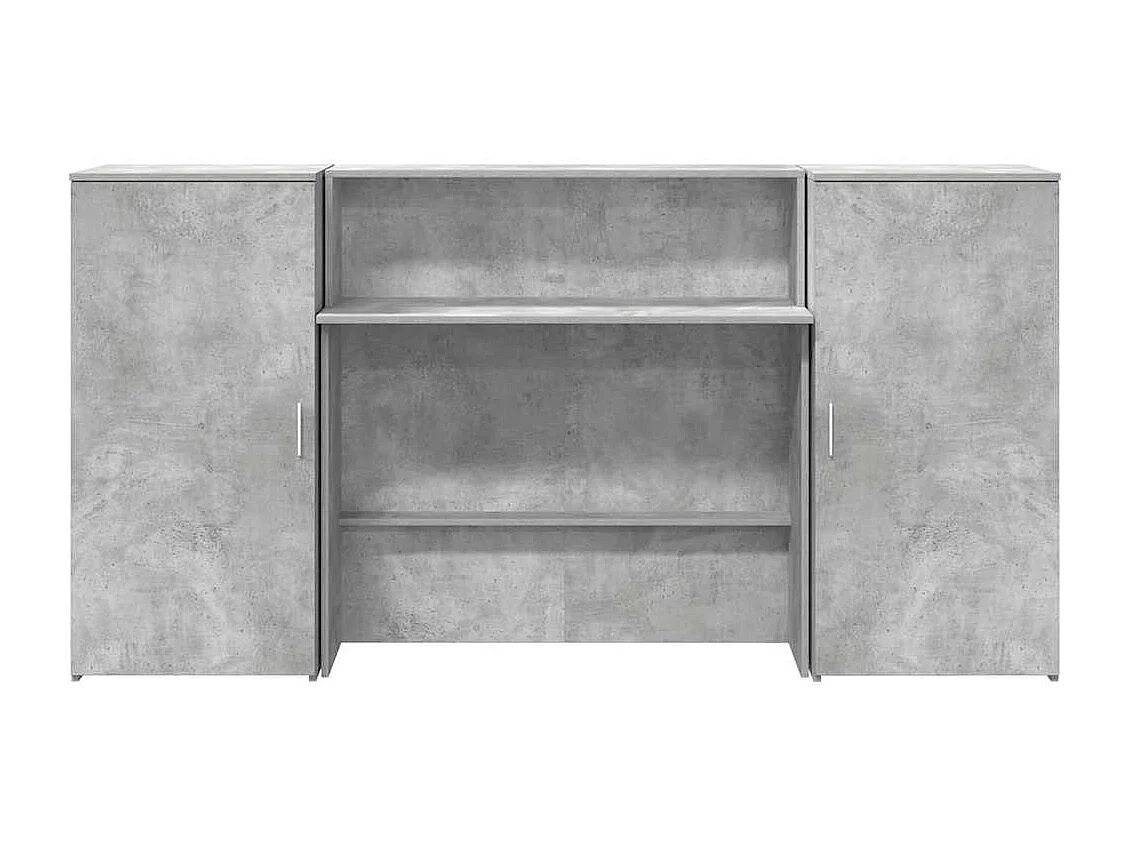 Bureau de réception gris béton 200x50x103,5cm bois d'ingénierie