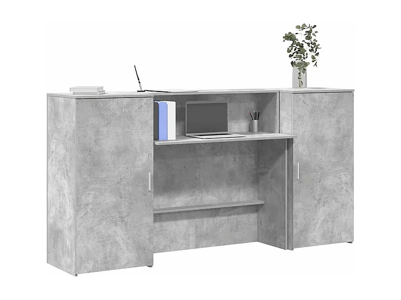 Bureau de réception gris béton 200x50x103,5cm bois d'ingénierie