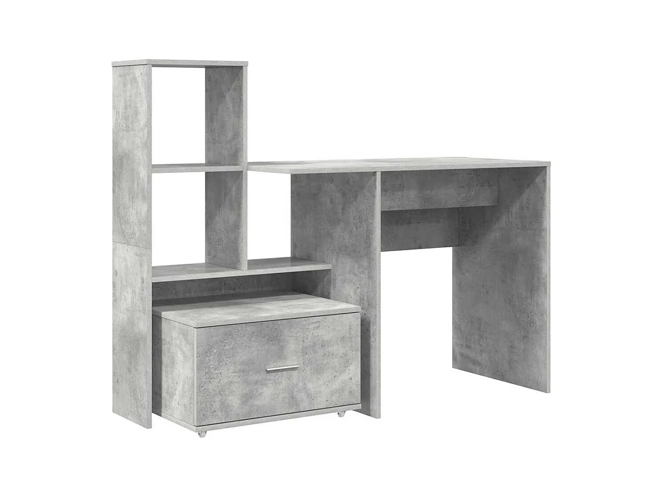 Bureau Gris béton 131,5 x 50 x 106,5 cm Bois d'ingénierie
