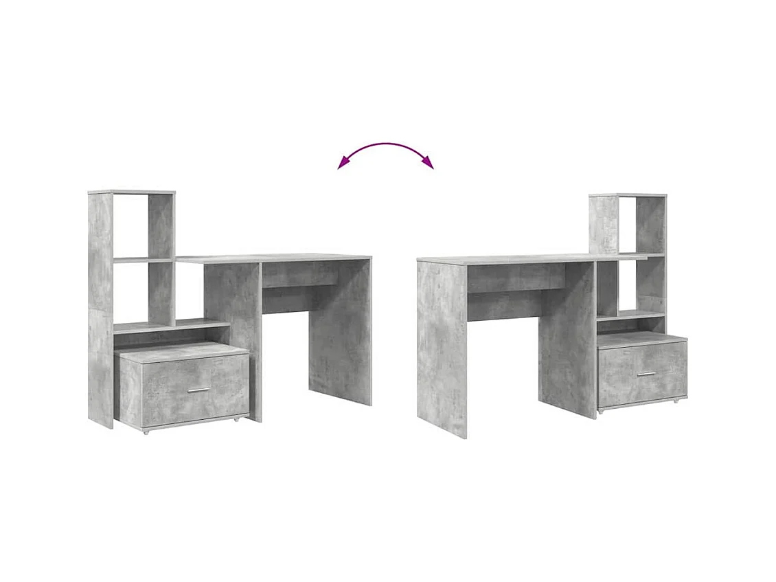 Bureau Gris béton 131,5 x 50 x 106,5 cm Bois d'ingénierie
