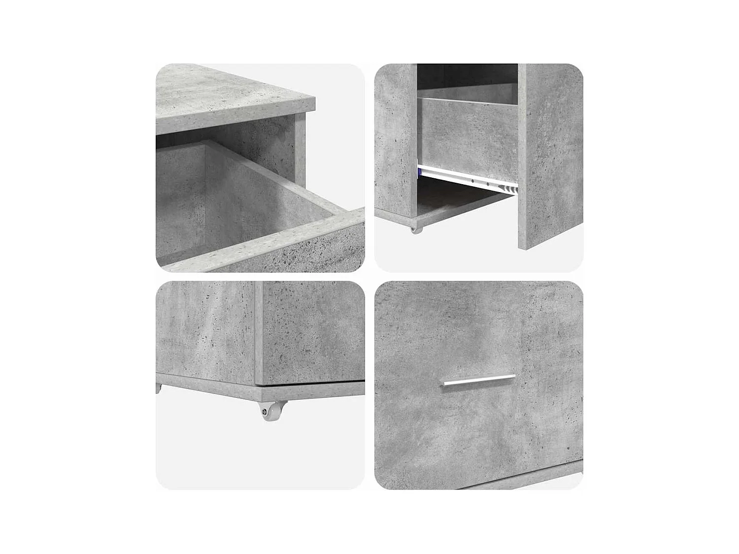Bureau Gris béton 131,5 x 50 x 106,5 cm Bois d'ingénierie