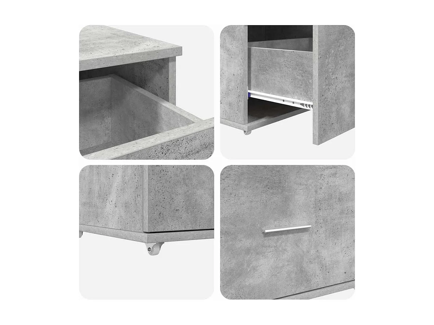 Bureau Gris béton 131,5 x 50 x 106,5 cm Bois d'ingénierie