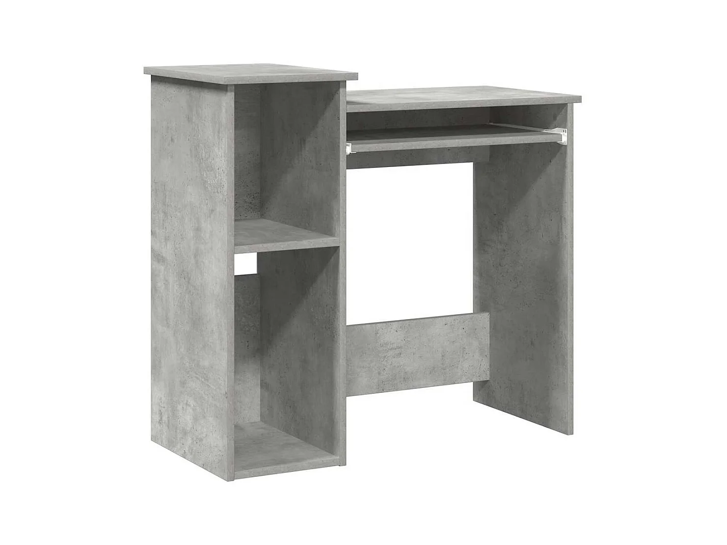 Bureau avec étagères gris béton 84x40x78 cm bois d'ingénierie