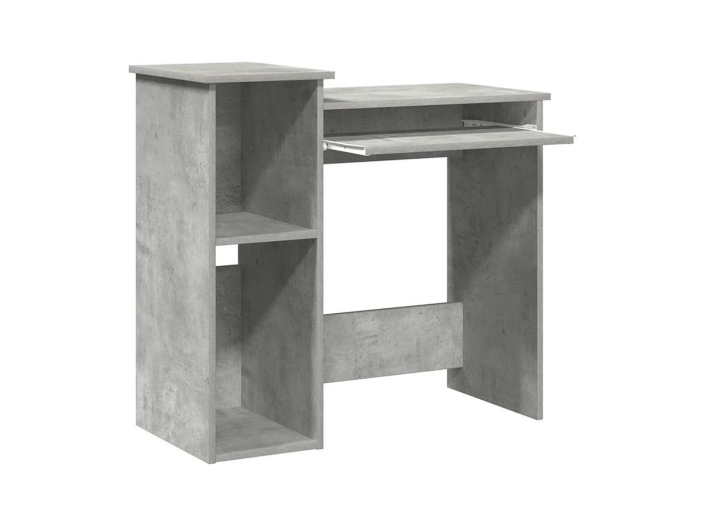 Bureau avec étagères gris béton 84x40x78 cm bois d'ingénierie