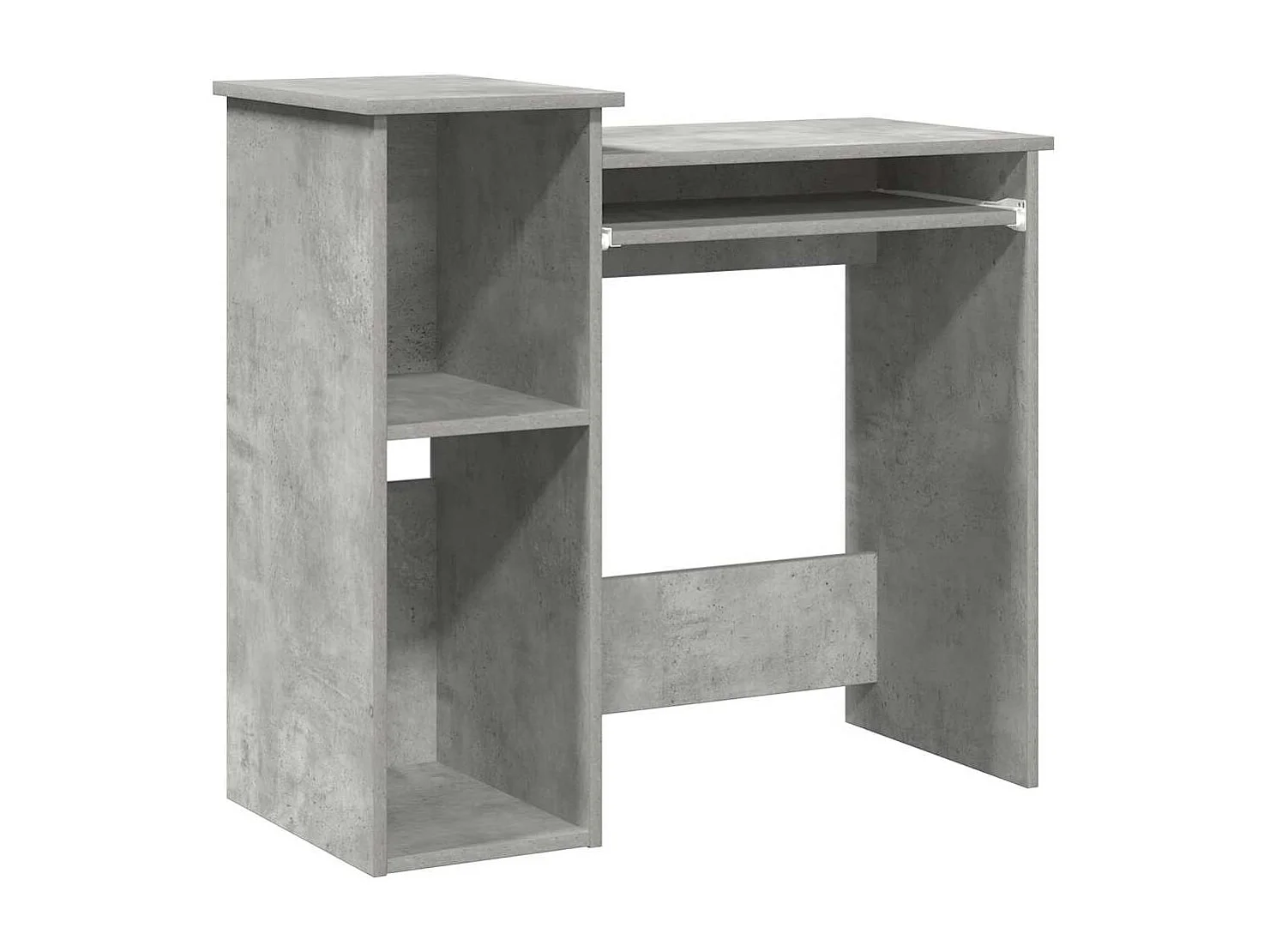 Bureau avec étagères gris béton 84x40x78 cm bois d'ingénierie