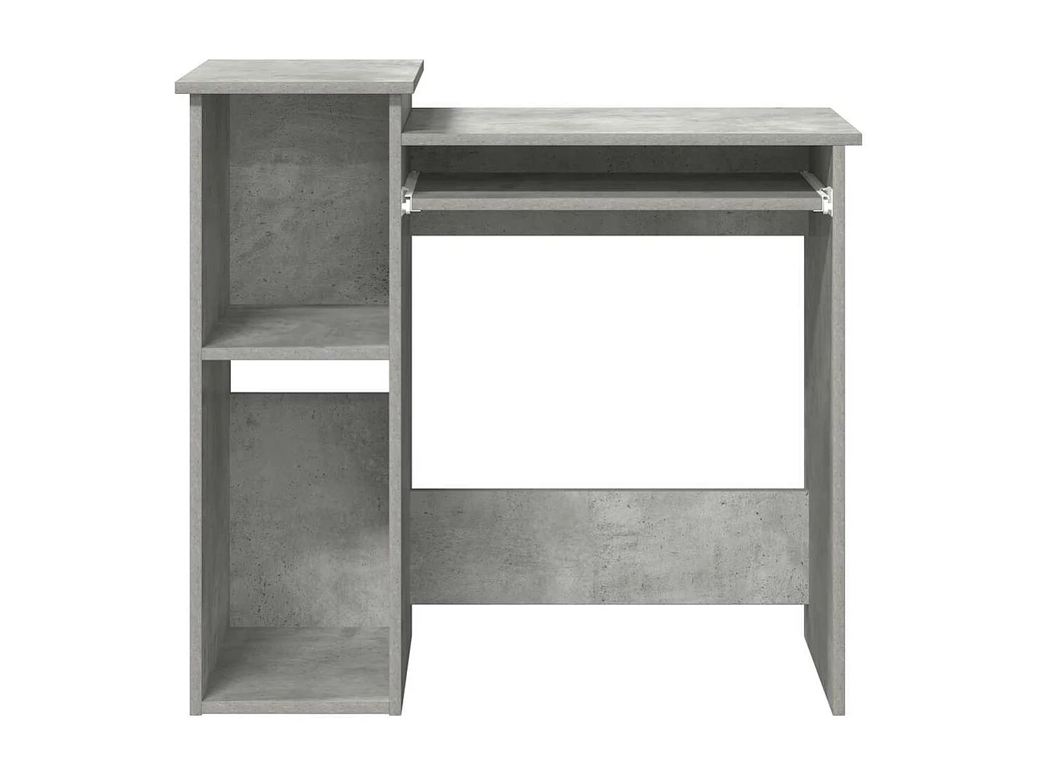 Bureau avec étagères gris béton 84x40x78 cm bois d'ingénierie