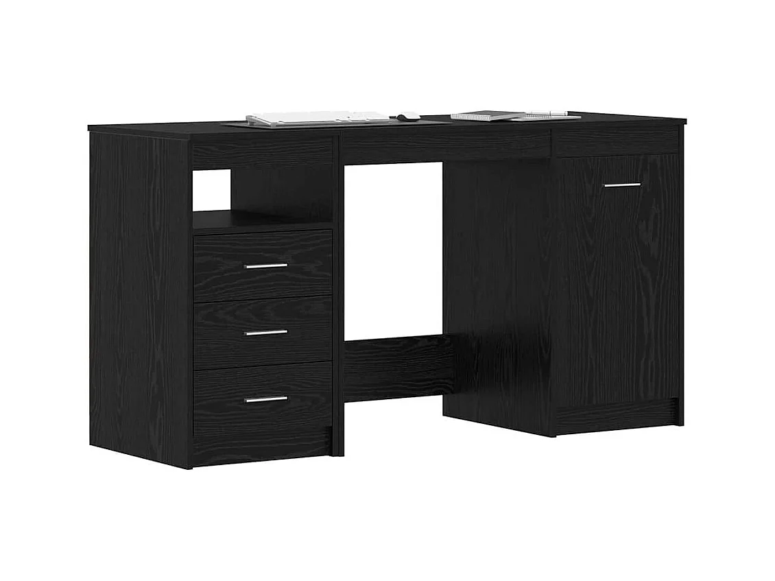 Bureau avec porte Chêne noir 140 x 50 x 76 cm Bois d'ingénierie