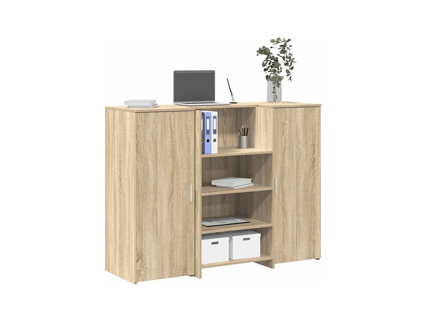 Bureau réception chêne sonoma 135x50x103,5 cm bois d'ingénierie