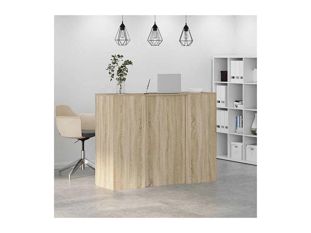 Bureau réception chêne sonoma 135x50x103,5 cm bois d'ingénierie