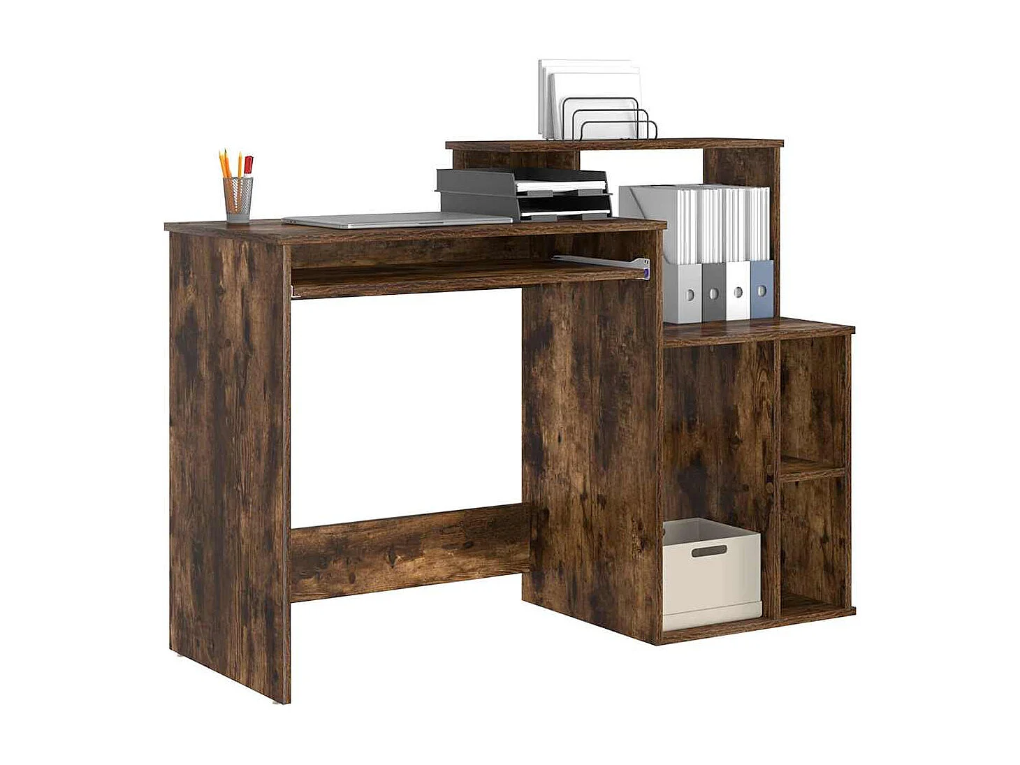 Bureau avec Rangement Chêne fumé 120.5 x 44 x 88.5 cm