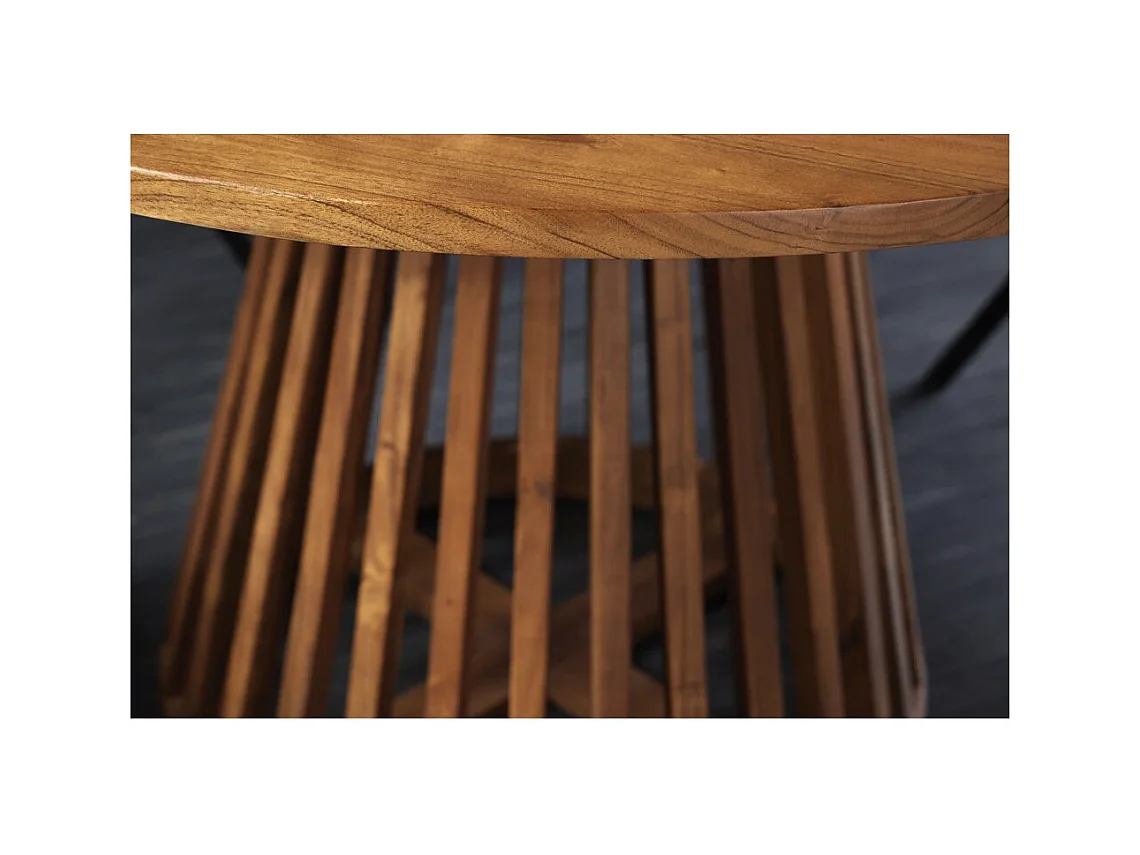 Table de salle à manger TALMA – Ronde diamètre 140 cm – Bois massif d'acacia verni – Style rustique