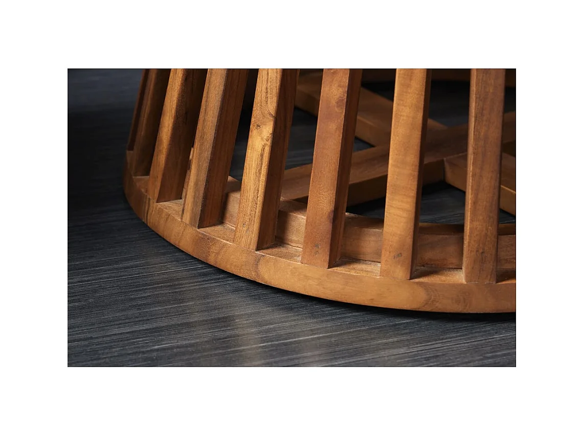 Table de salle à manger TALMA – Ronde diamètre 140 cm – Bois massif d'acacia verni – Style rustique