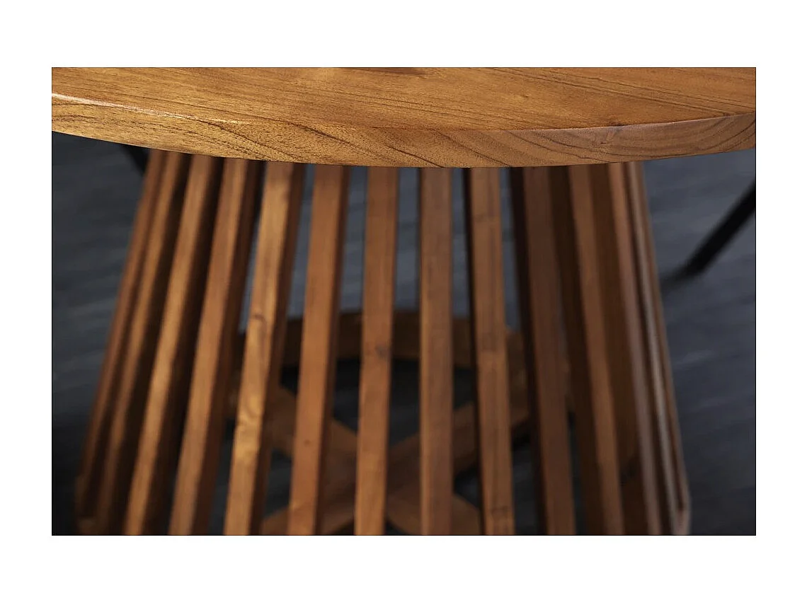 Table de salle à manger TALMA – Ronde diamètre 140 cm – Bois massif d'acacia verni – Style rustique